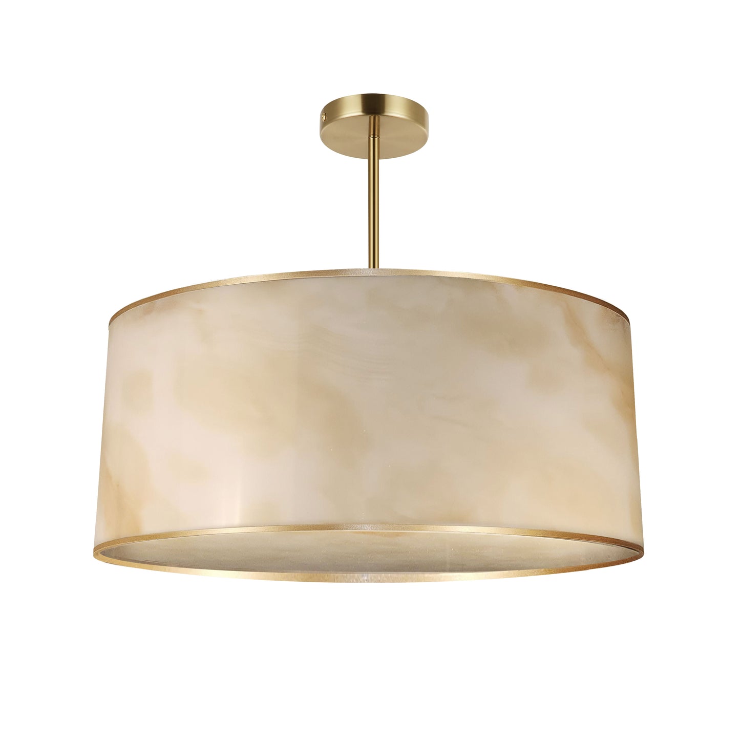 Dainolite 4 Light Incandescent Pendant, Aged Brass w/ Marble Alabaster
