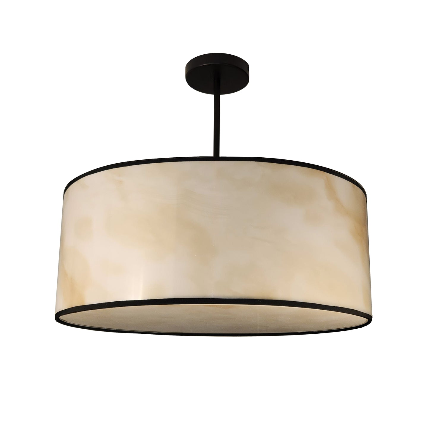 Dainolite 4 Light Incandescent Pendant, Matte Black w/Marble Alabaster Shade