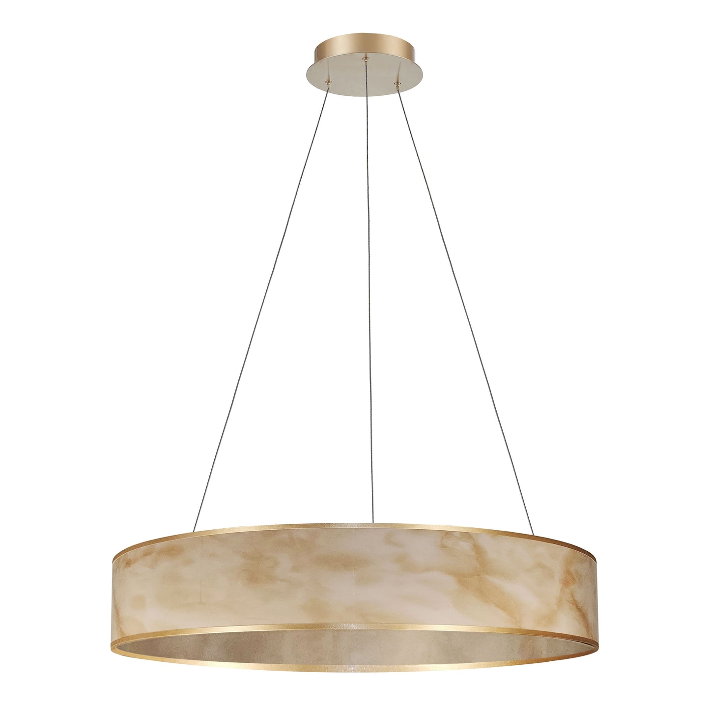Dainolite 34W Pendant, Aged Brass w/ Marble Alabaster Shade