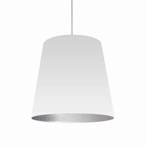 Dainolite 1 Light Tapered Drum Pendant with White on Silver Shade