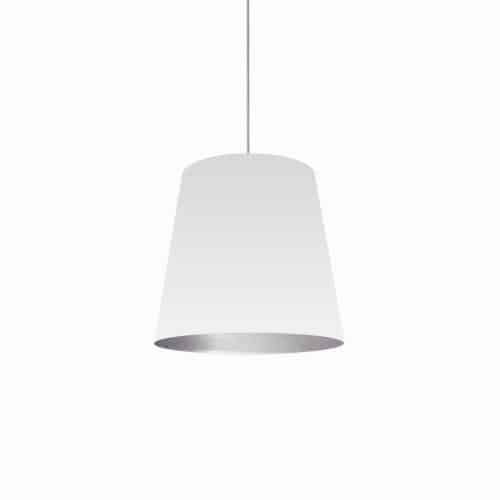 Dainolite 1 Light Tapered Drum Pendant with White on Silver Shade