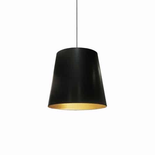 Dainolite 1 Light Tapered Drum Pendant with Black on Gold Shade