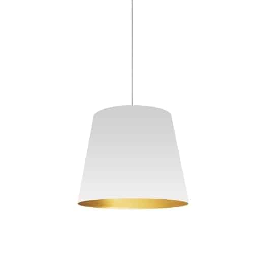 Dainolite 1 Light Tapered Drum Pendant with White on Gold Shade