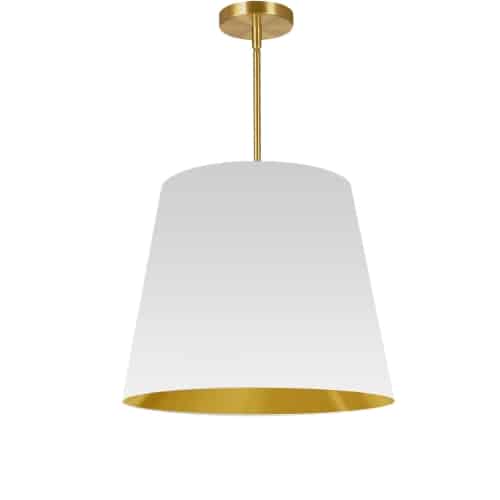Dainolite 1 Light Oversized Drum Pendant Medium White/Gold Shade