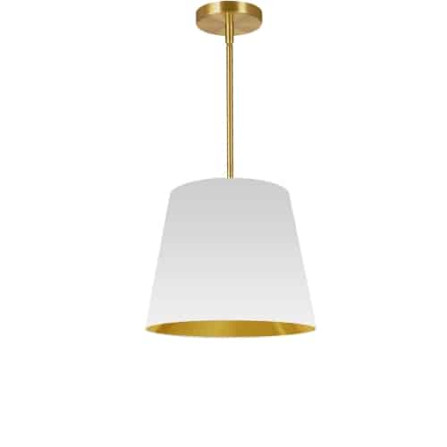 Dainolite 1 Light Oversized Drum Pendant Small White/Gold Shade