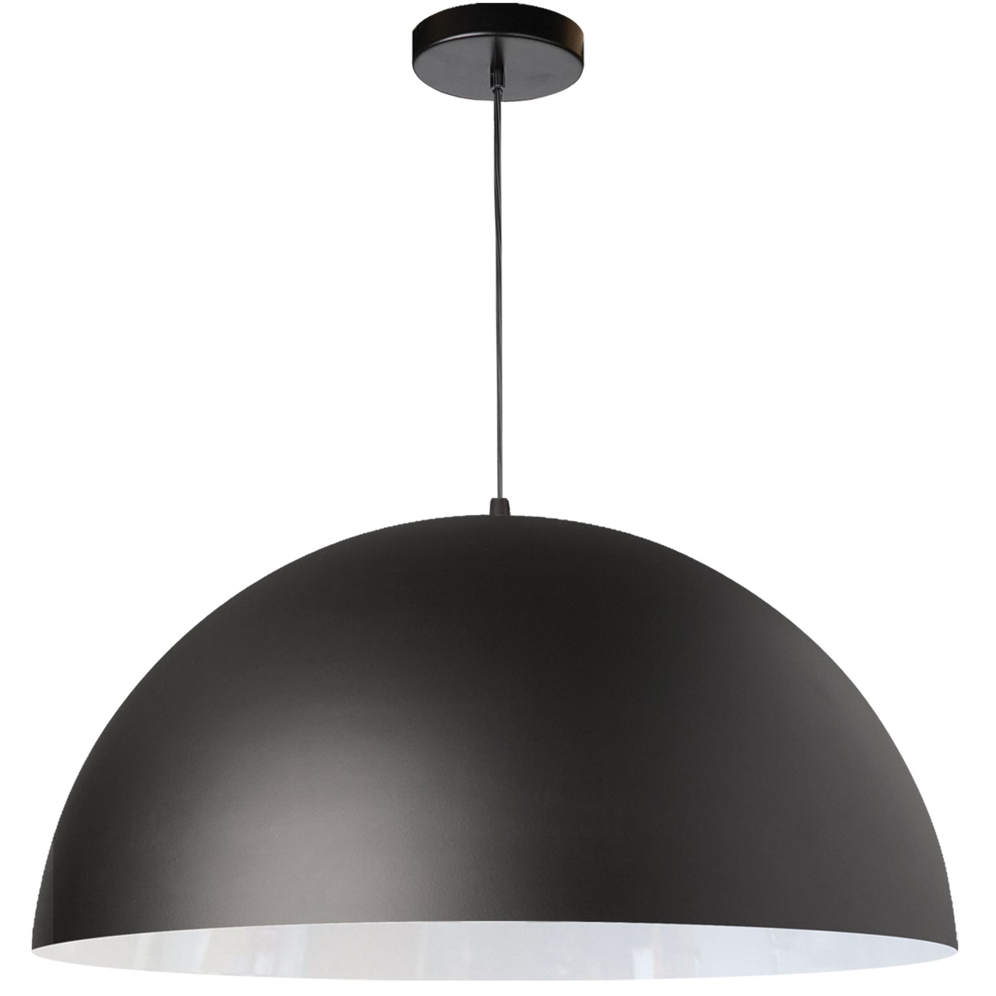 Dainolite 1 Light Incandescent Large Dome Pendant, Matte Black