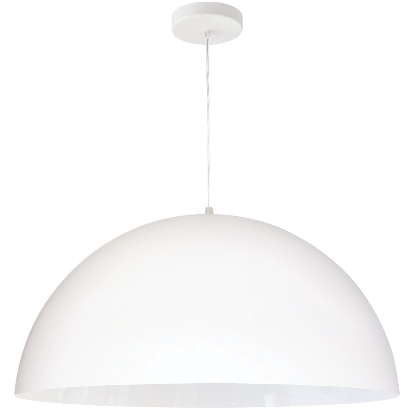 Dainolite 1 Light Incandescent Large Dome Pendant, Matte White