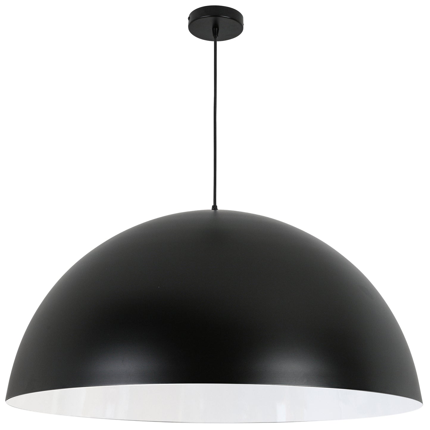 Dainolite 1 Light Incandescent Large Dome Pendant, Matte Black