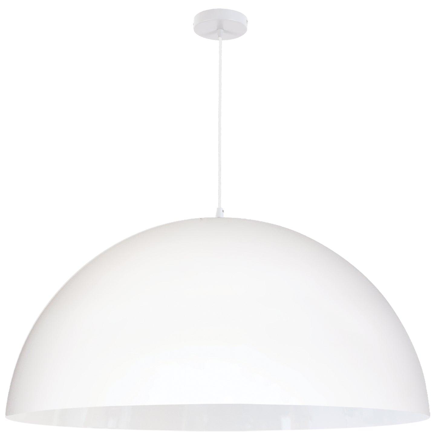 Dainolite 1 Light Incandescent Large Dome Pendant, Matte White