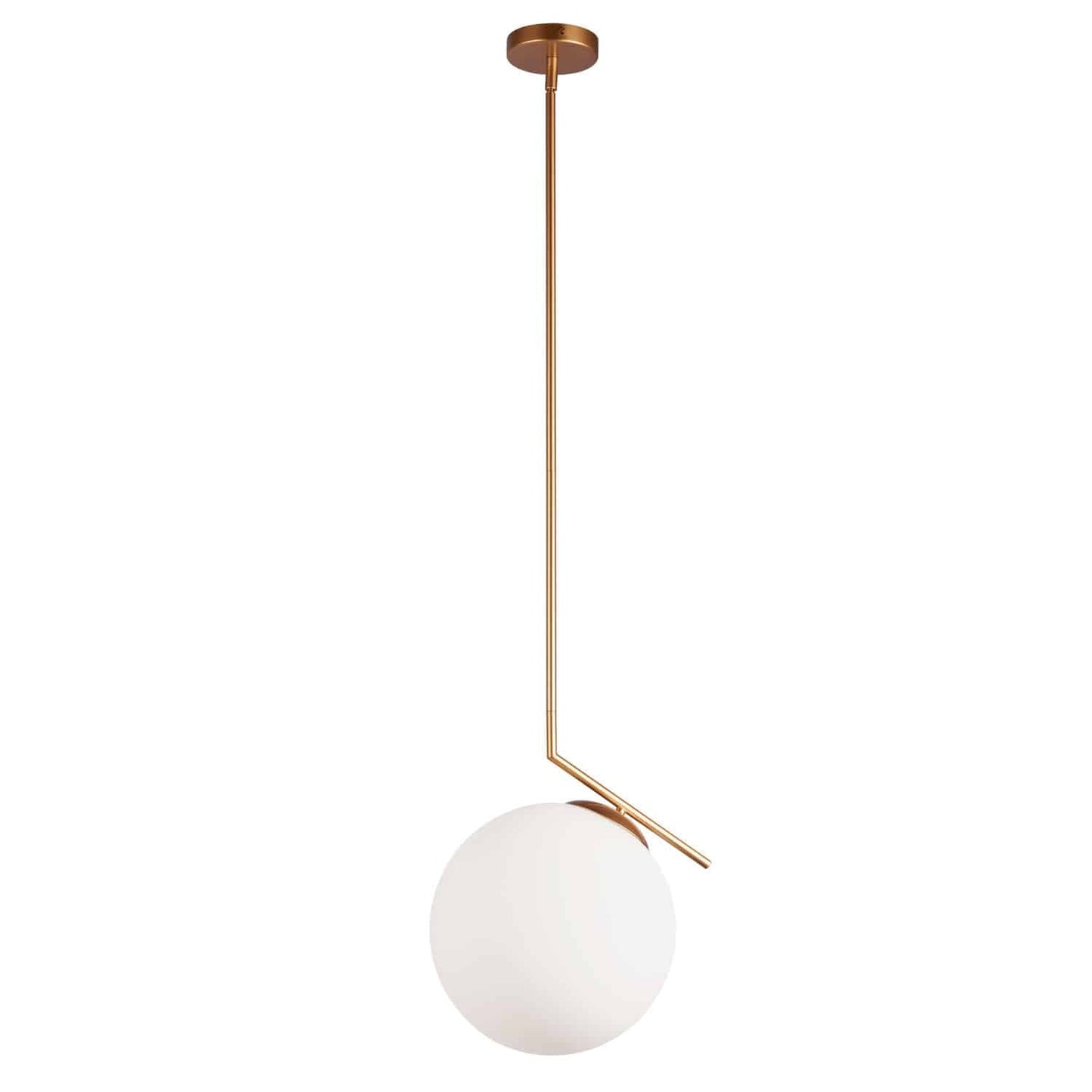 Dainolite 1 Light Incandescent Pendant, Plated Gold Finish with White Glass