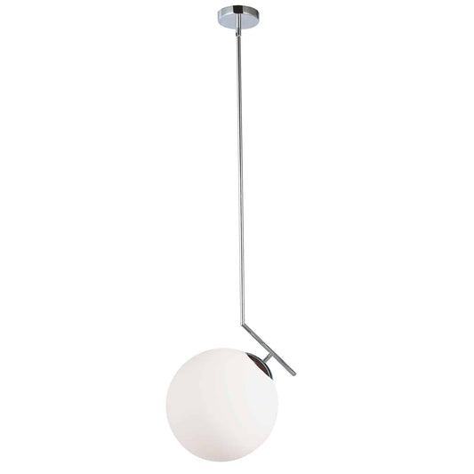 Dainolite ORN-141P-PC-WH 1 Light Incand White Glass Pendant, Polished Chrome Finish