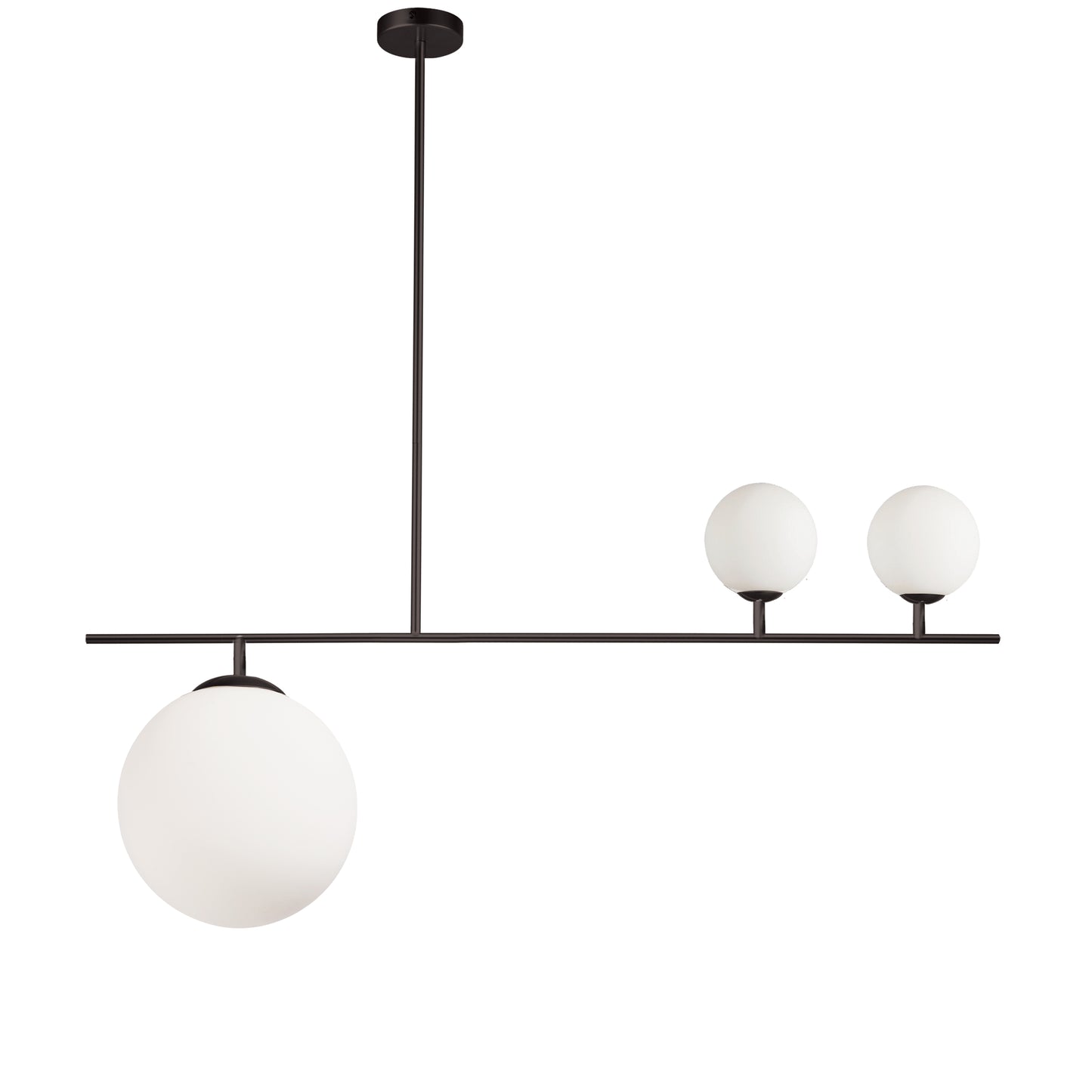 Dainolite ORN-363P-MB 3 Light Incandescent Pendant, Matte Black with White Glass