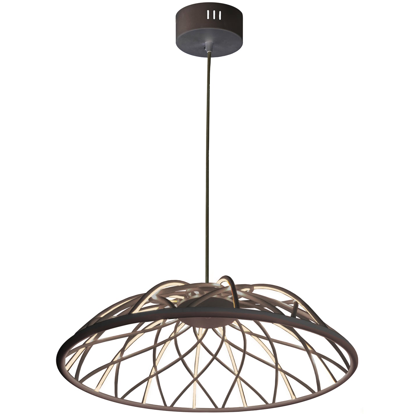 Dainolite 16W Pendant in Matte Black w/ Black Cloth Covered Frame