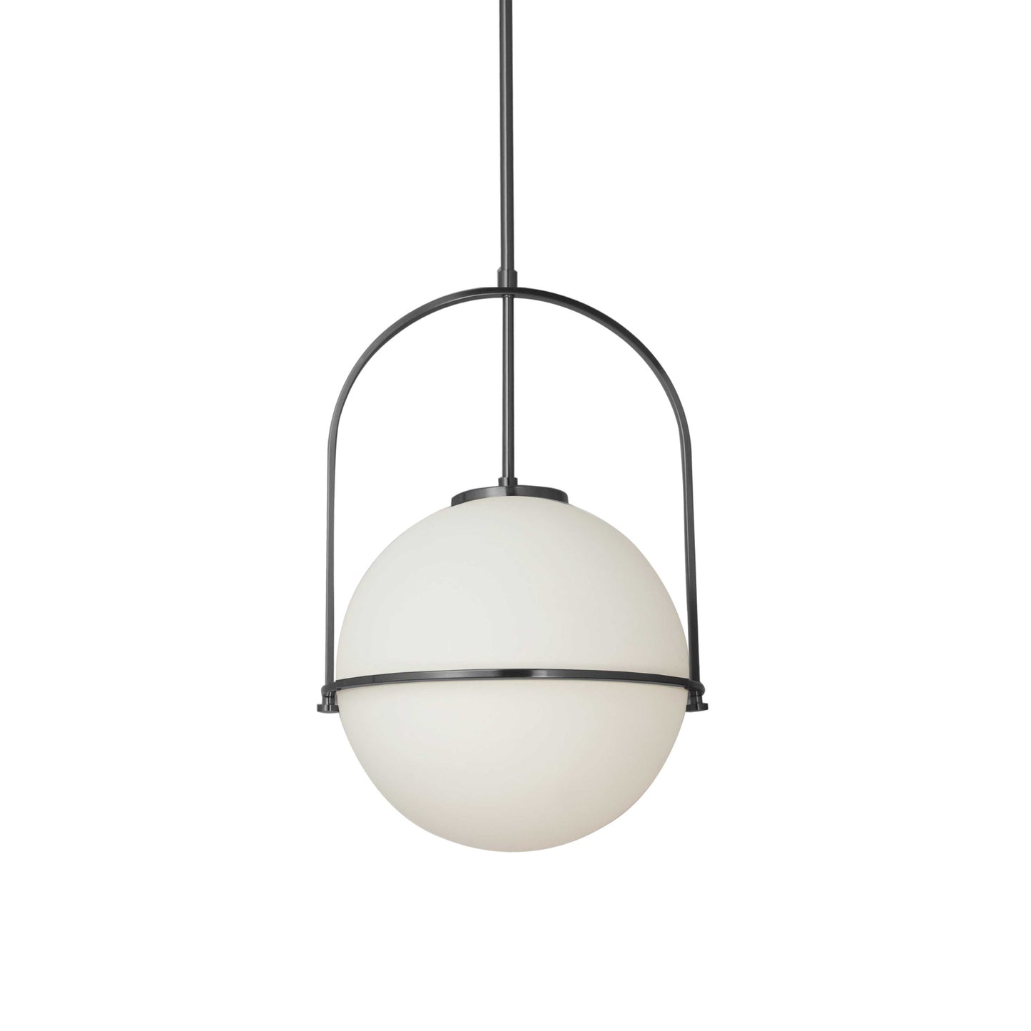 Dainolite 1 Light Incandescent Pendant, Matte Black with White Opal Glass