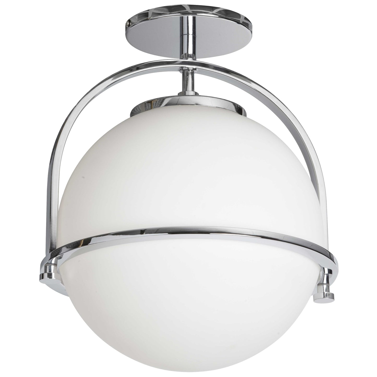 Dainolite 1 Light Incandescent Paola Semi-Flush Mount Polished Chrome w/ White Glass