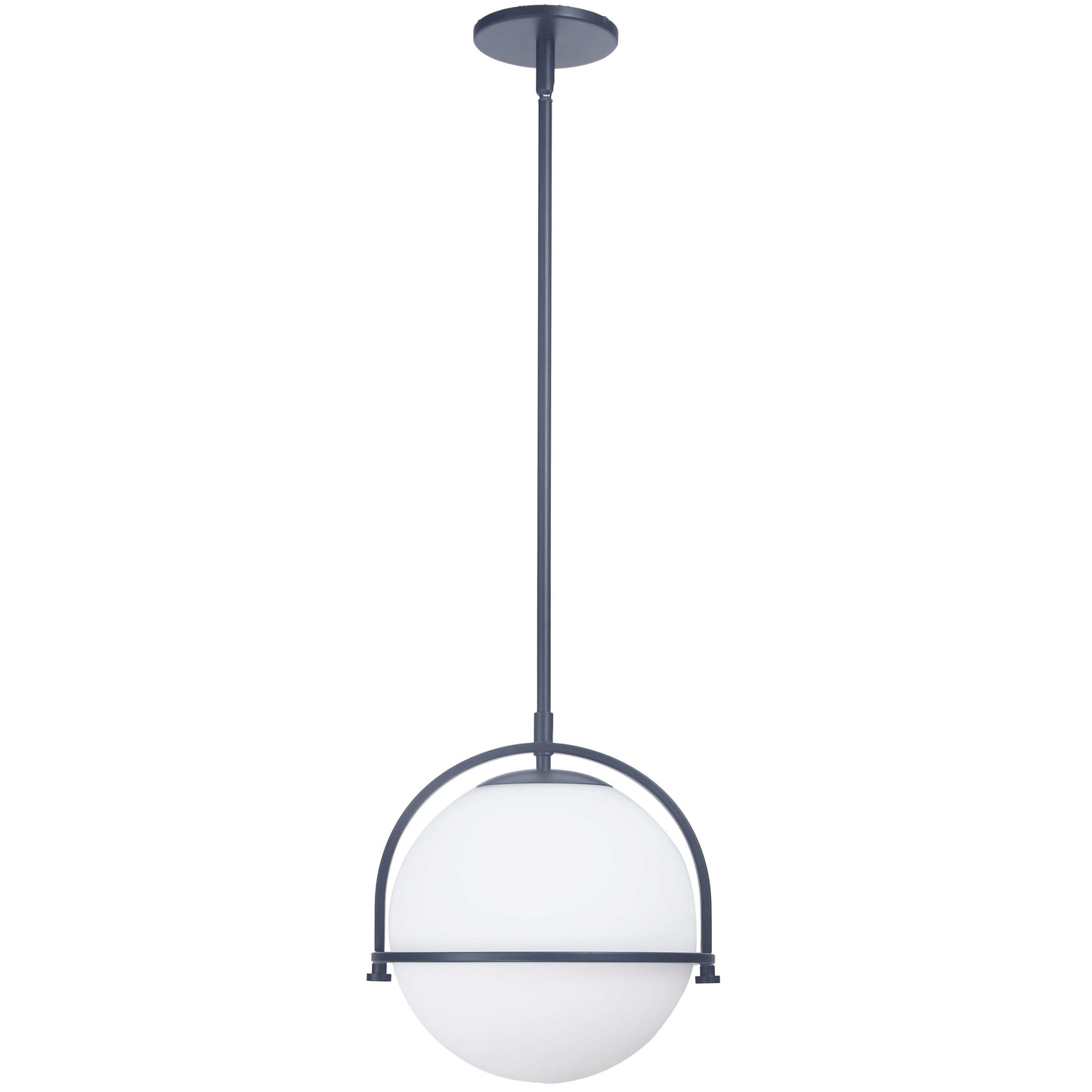 Dainolite 1 Light Incandescent Pendant Matte Black with White Opal Glass