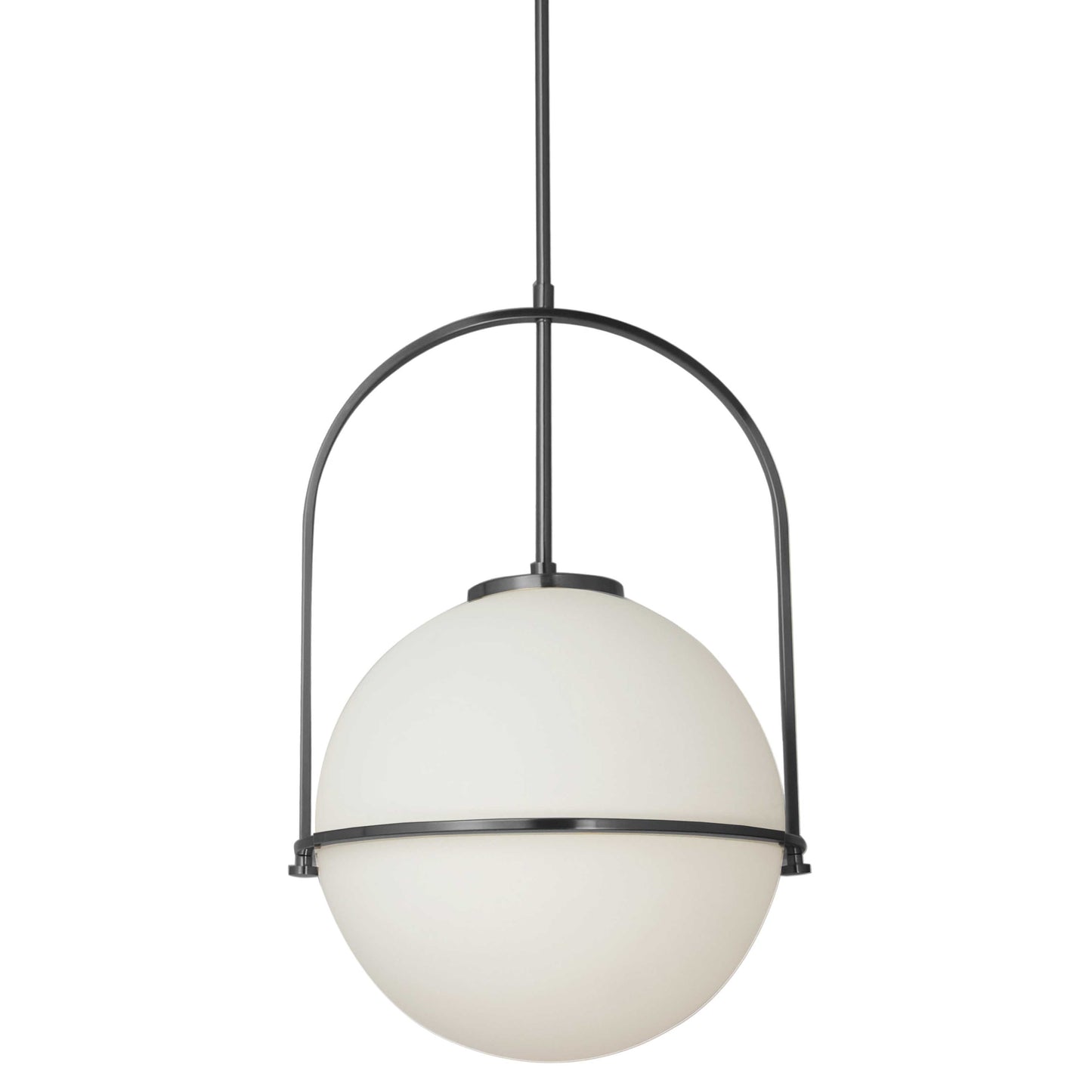 Dainolite 1 Light Incandescent Pendant, Matte Black with White Opal Glass