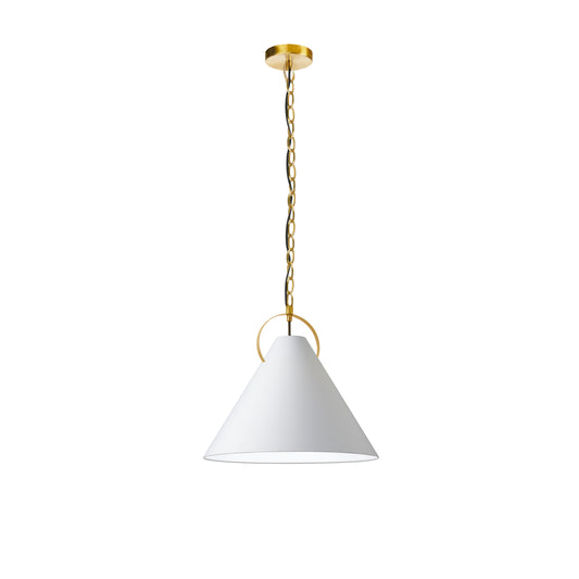 Dainolite PCN-161P-AGB-790 1 Light Incandescent Pendant, Aged Brass with White Shade