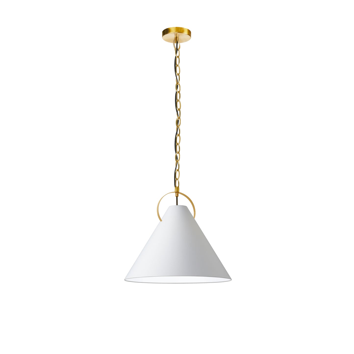 Dainolite 1 Light Incandescent Pendant, Aged Brass with White Shade