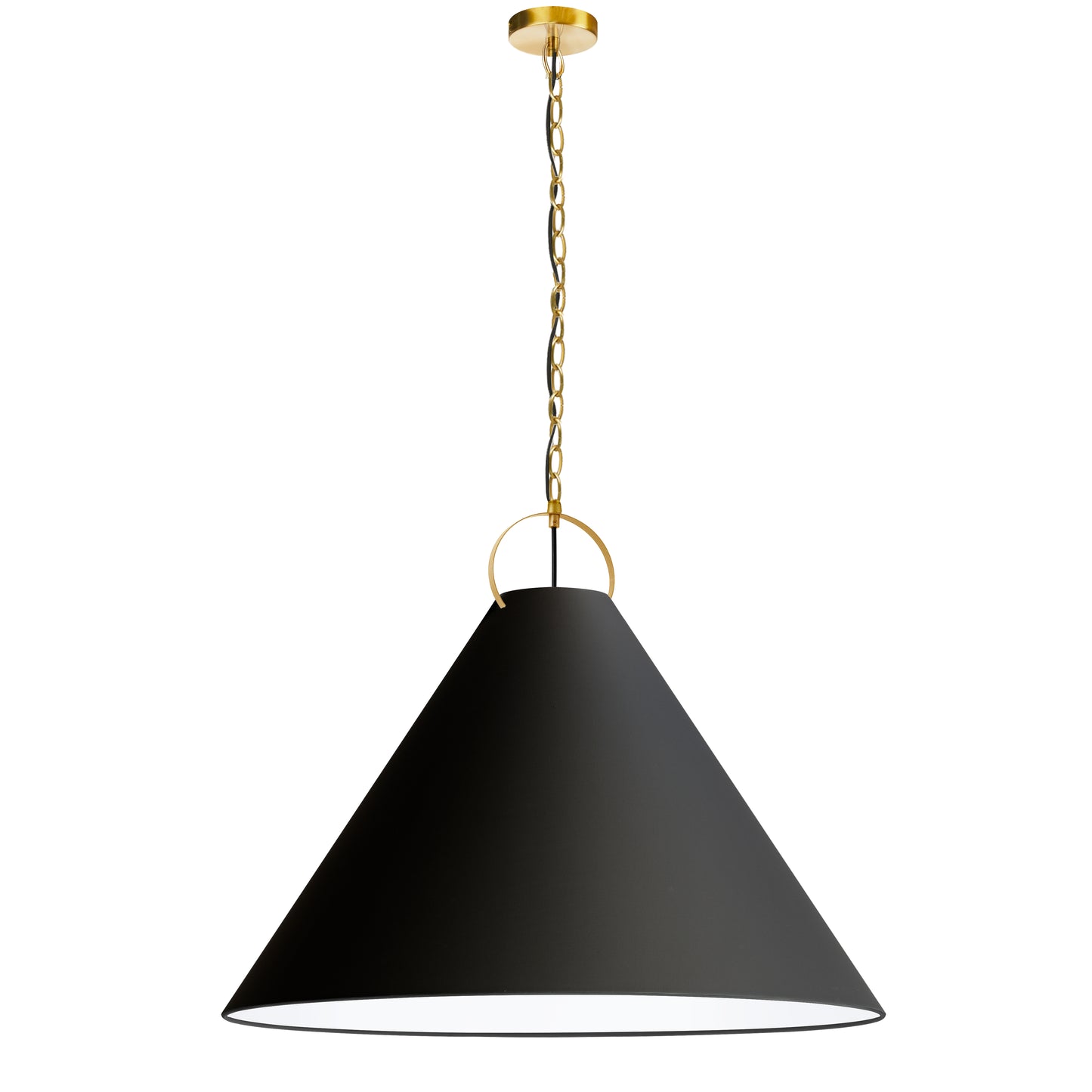 Dainolite 1 Light Incandescent Pendant, Aged Brass with Black Shade