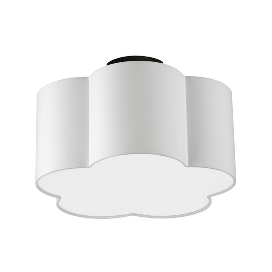 Dainolite PLX-152FH-MB-WH 3 Light Incandescent Flush Mount, Matte Black w/ White Shade