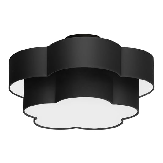 Dainolite PLX-203FH-MB-BK 3 Light Incandescent Flush Mount, Matte Black with Black Shade