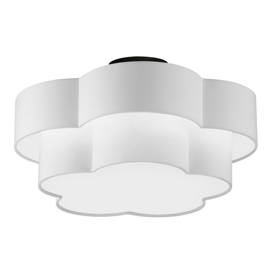 Dainolite PLX-203FH-MB-WH 3 Light Incandescent Flush Mount, Matte Black with White Shade