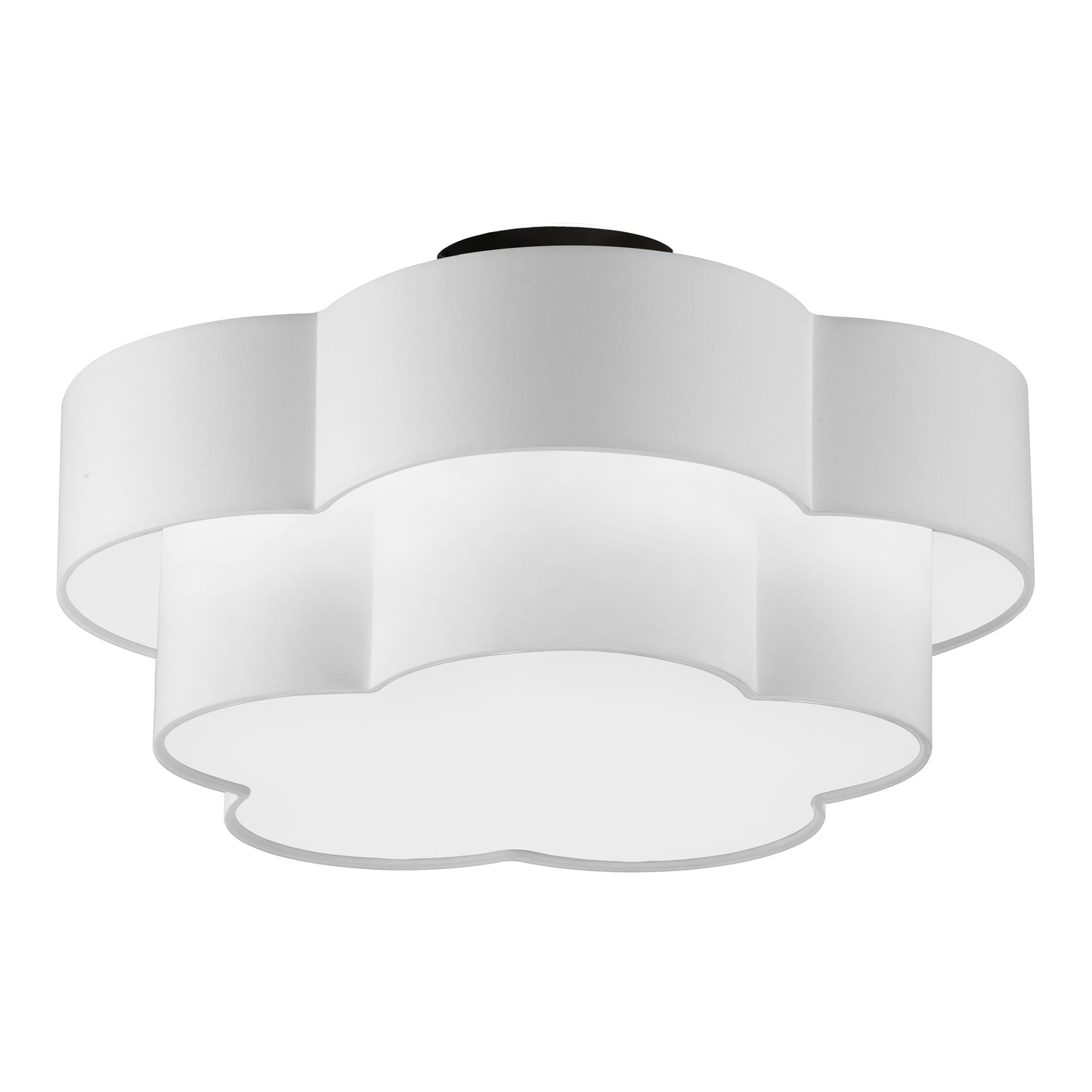 Dainolite 3 Light Incandescent Flush Mount, Matte Black with White Shade