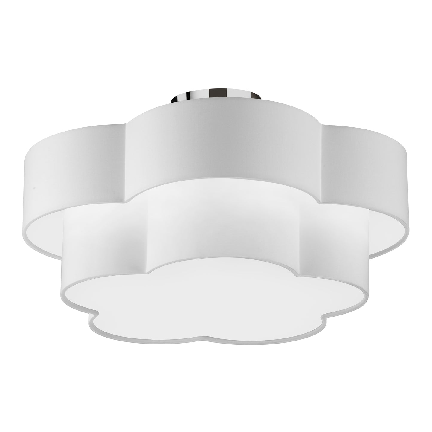 Dainolite 3 Light Incandescent Flush Mount, Polished Chrome with White Shade