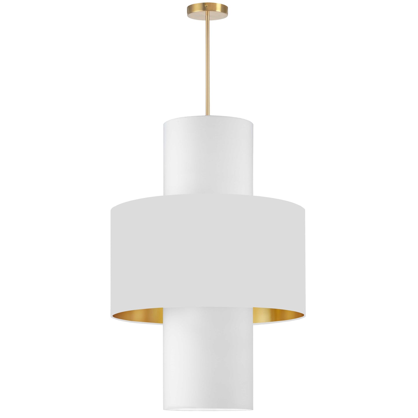 Dainolite 4 Light Incan Pendant, Aged Brass w/ White/Gold & White Shades