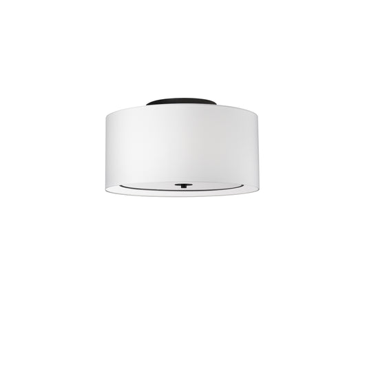 Dainolite POR-163FH-MB-WH 3 Light Incandescent Flush Mount, Matte Black with White Shade