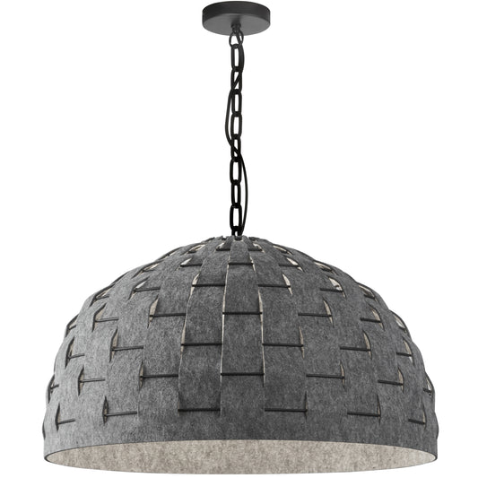 Dainolite PRA-241P-MB-500 1 Light Incandescent Pendant, Matte Black with Grey Felt Shade
