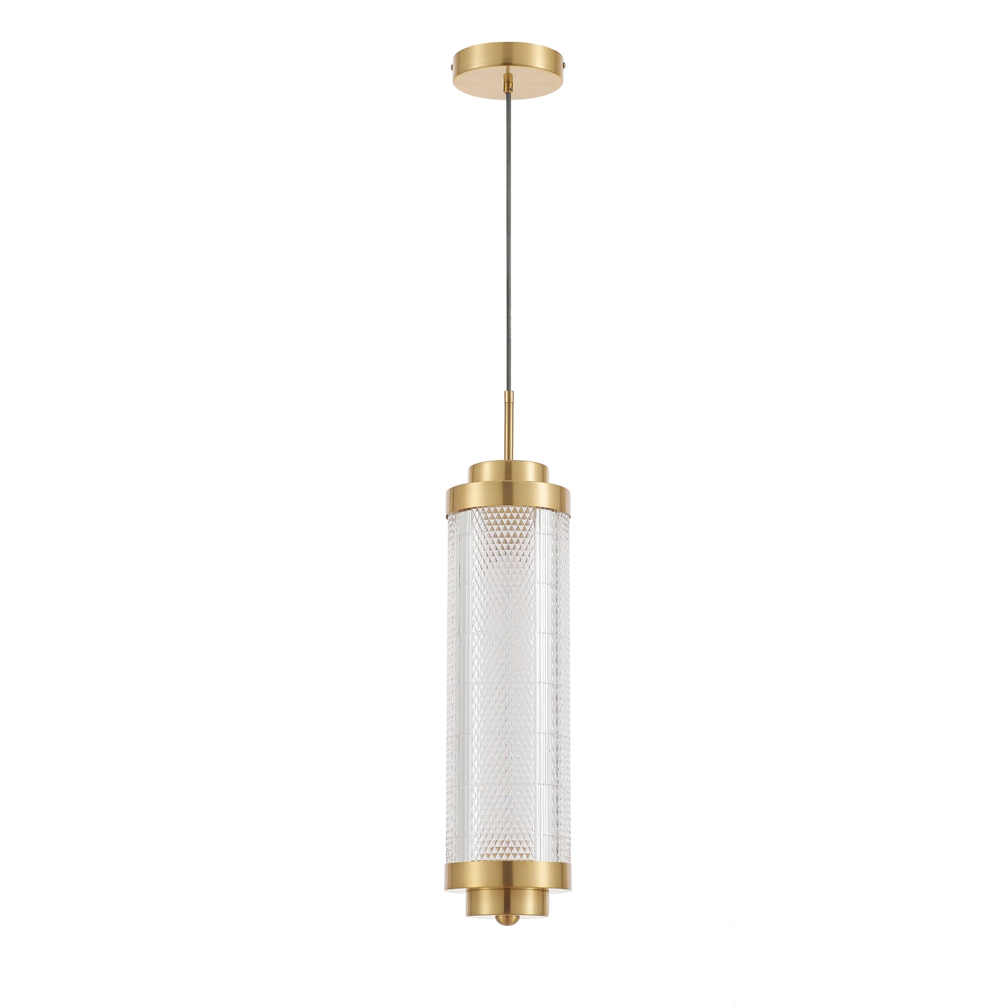 Dainolite 16W Pendant in Aged Brass w/ Clear Acrylic Diffuser