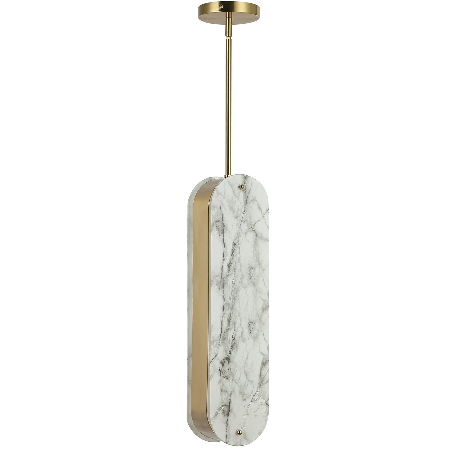 Dainolite 1 Light Pendant in Aged Brass w/ Faux Alabaster Acrylic