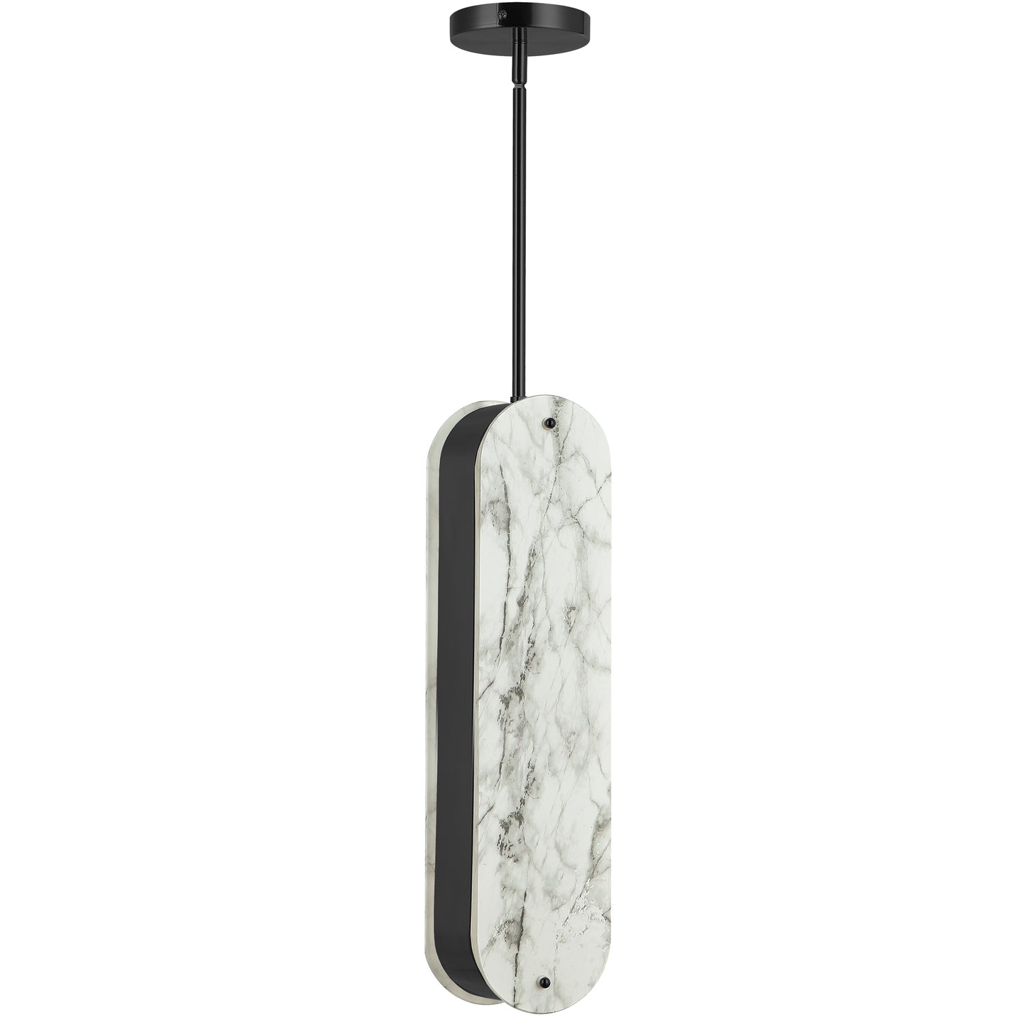 Dainolite 1 Light Pendant in Matte Black w/ Faux Alabaster Acrylic