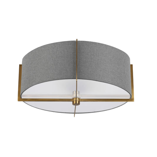 Dainolite PST-153SF-AGB-GRY 3 Light Incandescent Semi-Flush Mount, Aged Brass with Grey Shad