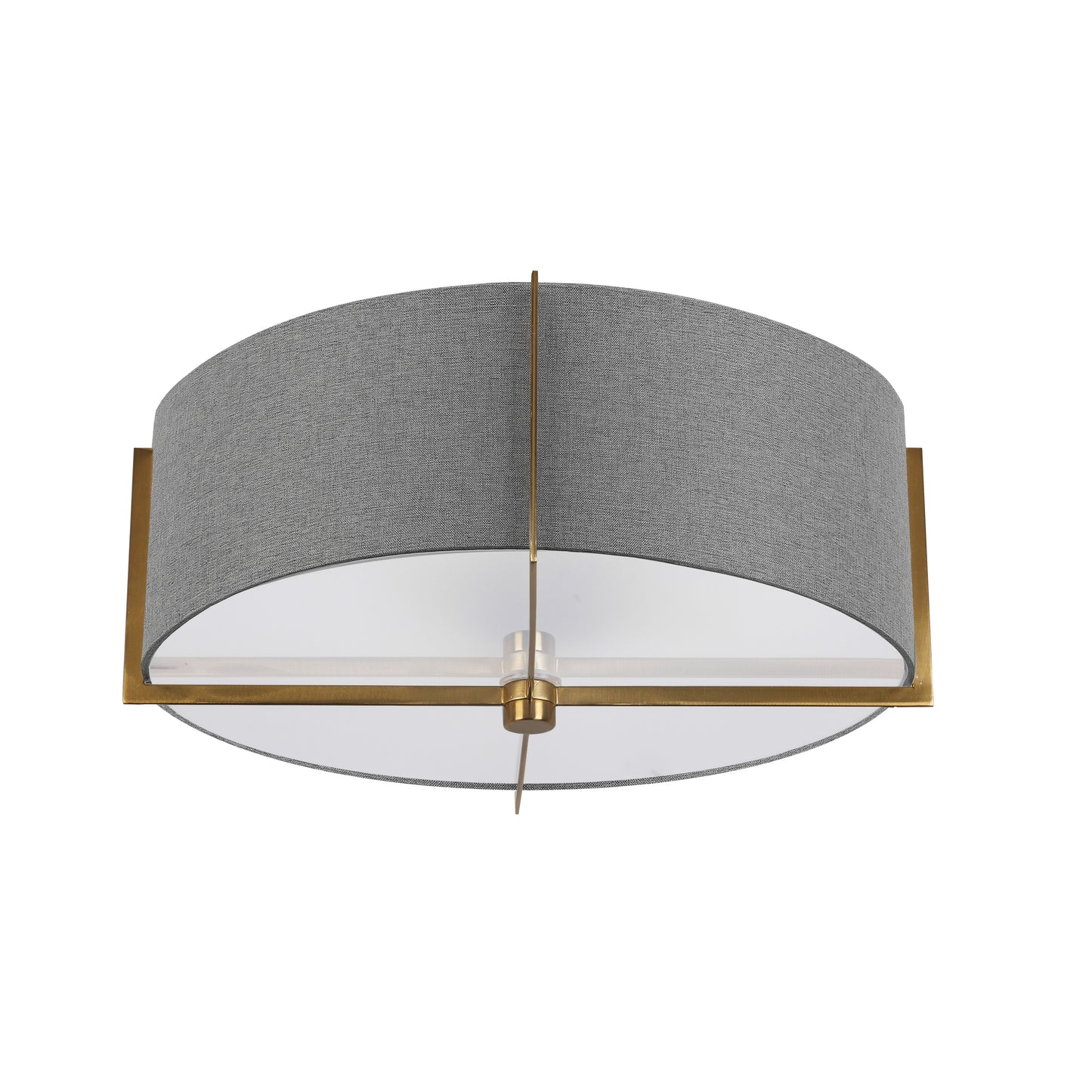 Dainolite 3 Light Incandescent Semi-Flush Mount, Aged Brass with Grey Shade