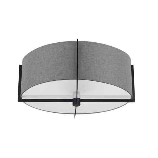 Dainolite PST-153SF-MB-GRY 3 Light Incandescent Semi-Flush Mount, Matte Black with Grey Shade