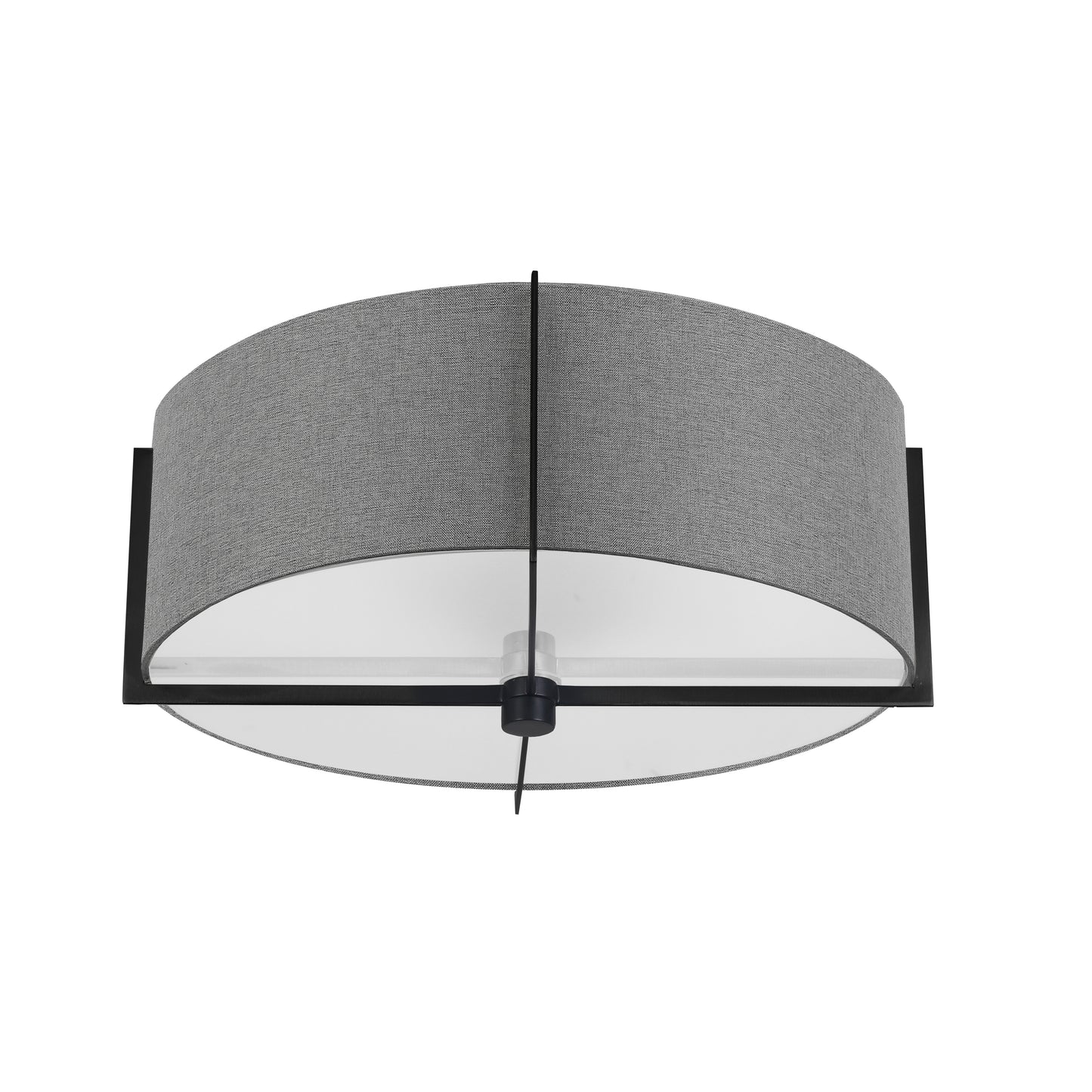 Dainolite 3 Light Incandescent Semi-Flush Mount, Matte Black with Grey Shade