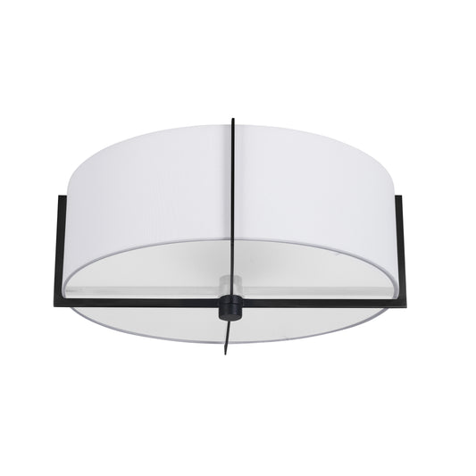 Dainolite PST-153SF-MB-WH 3 Light Incandescent Semi-Flush Mount, Matte Black with White Shade