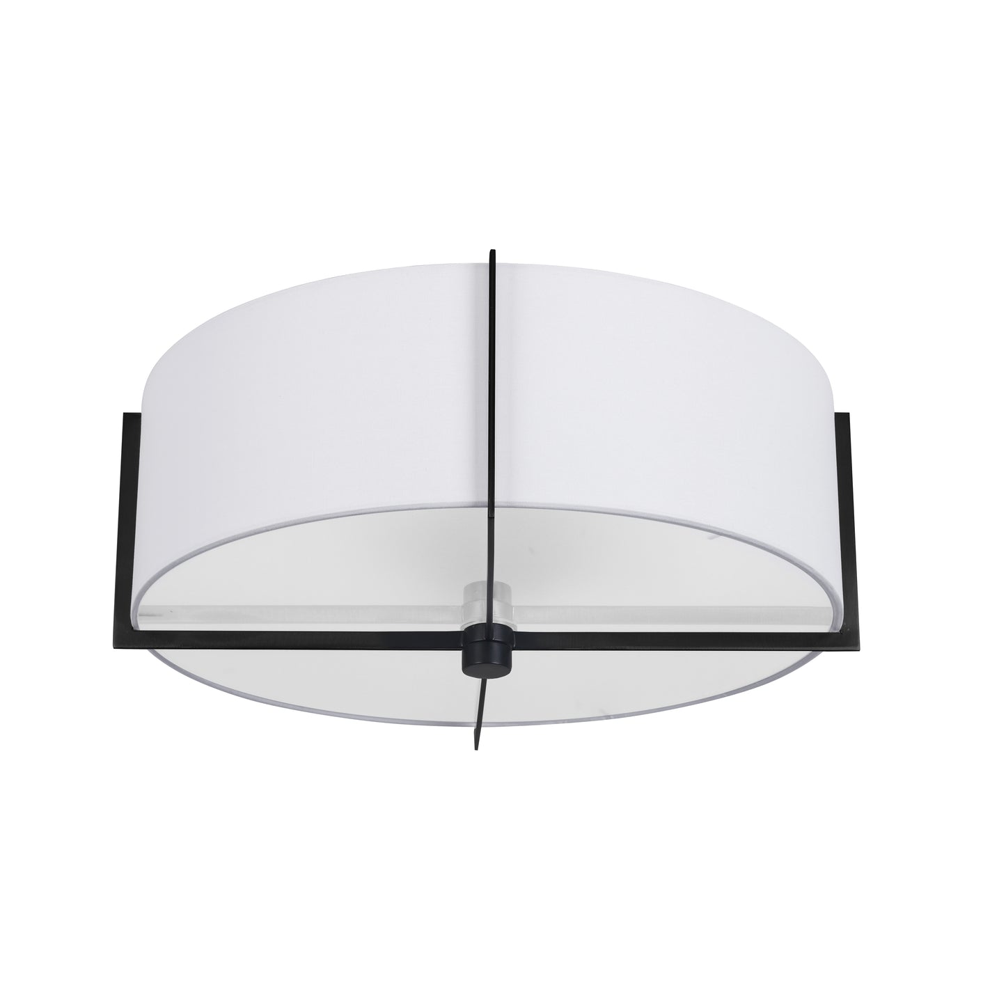 Dainolite 3 Light Incandescent Semi-Flush Mount, Matte Black with White Shade