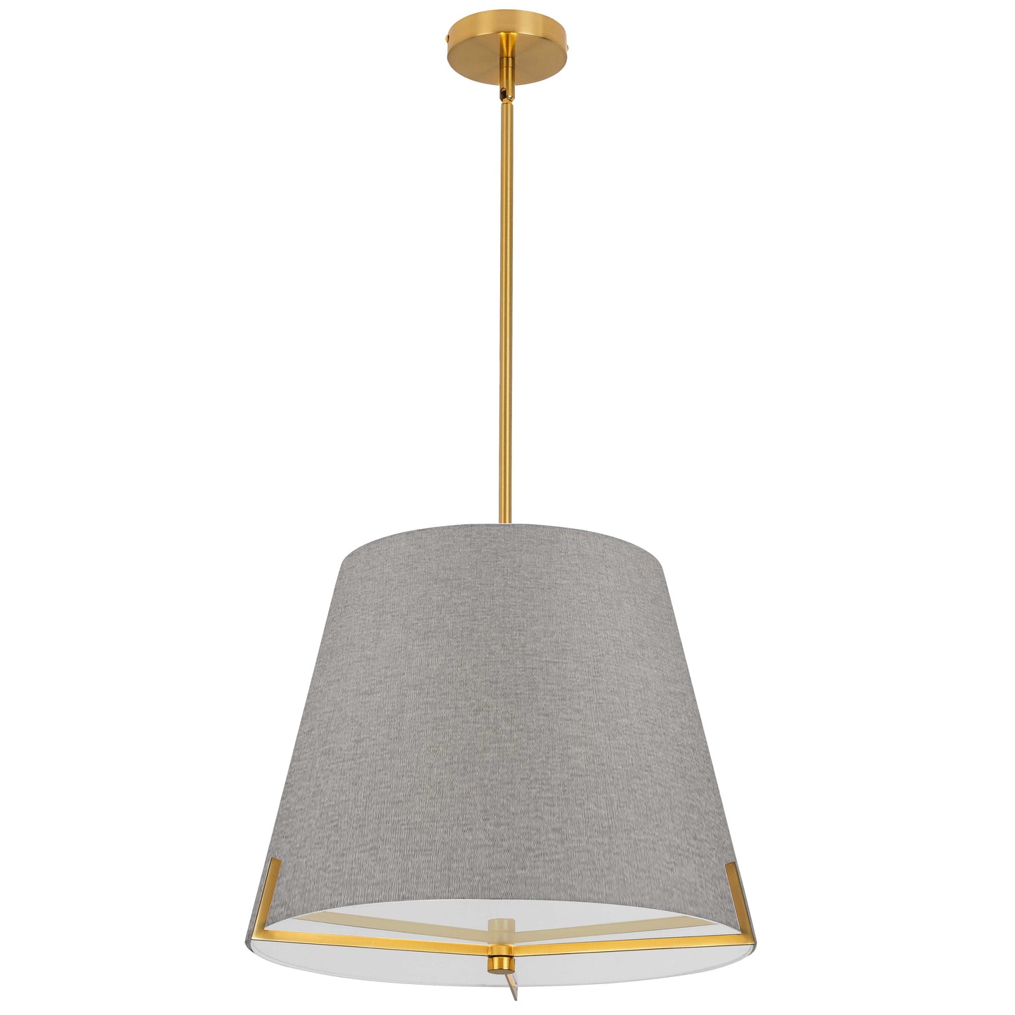 Dainolite 4 Light Incandescent Pendant Aged Brass with Grey Fabric shade