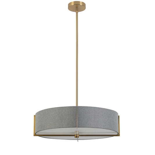 Dainolite PST-214P-AGB-GRY 4 Light Incandescent Pendant, Aged Brass with Grey Shade