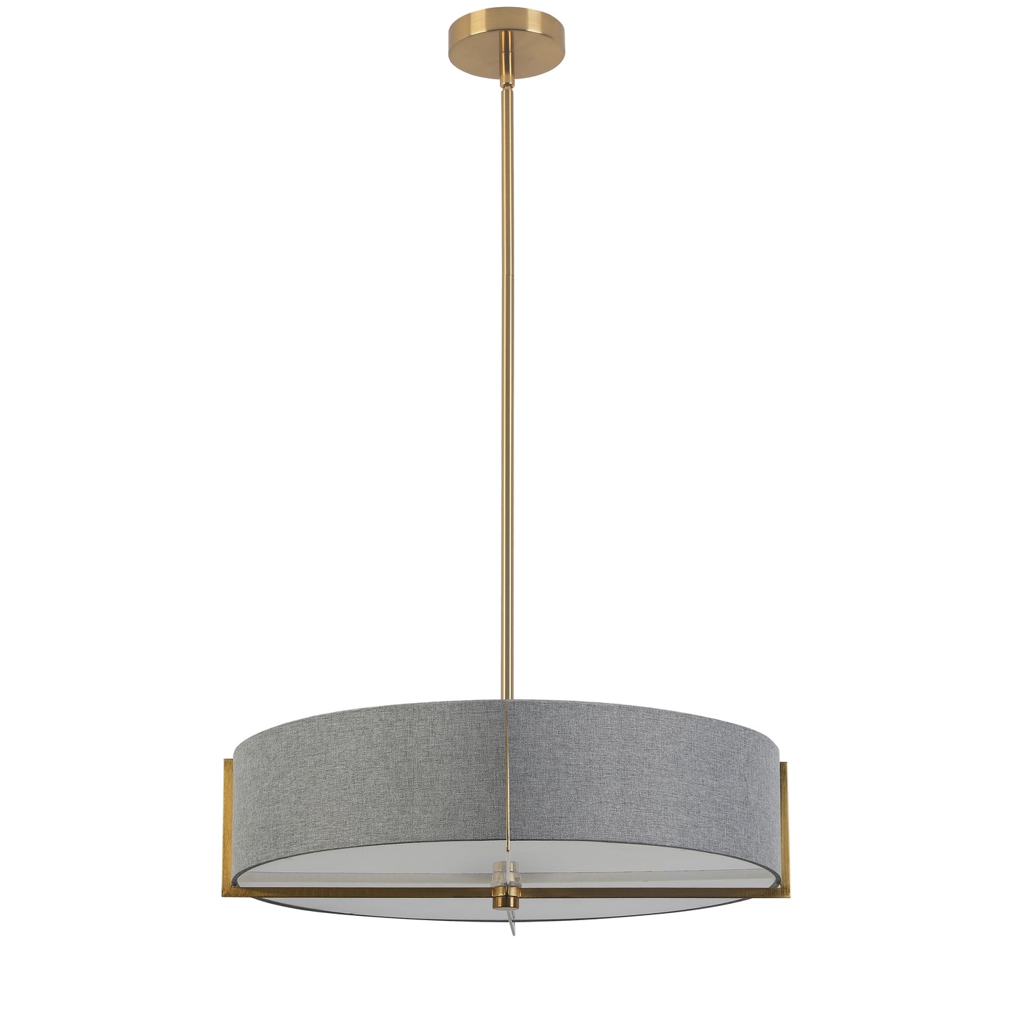Dainolite 4 Light Incandescent Pendant, Aged Brass with Grey Shade