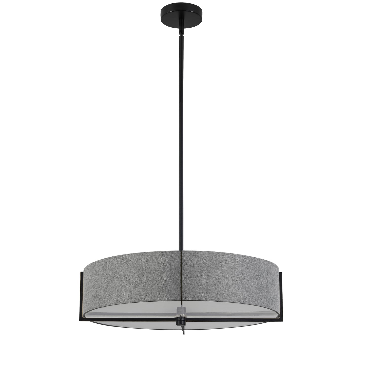 Dainolite 4 Light Incandescent Pendant, Matte Black with Grey Shade