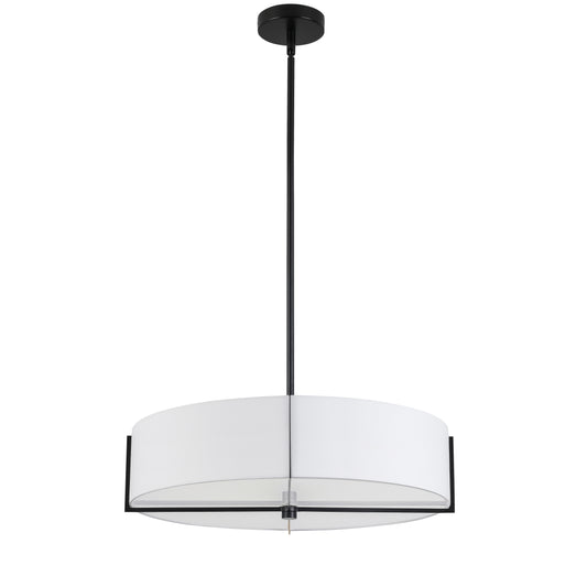 Dainolite PST-214P-MB-WH 4 Light Incandescent Pendant, Matte Black with White Shade