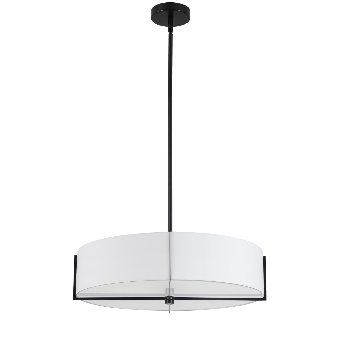 Dainolite 4 Light Incandescent Pendant, Matte Black with White Shade