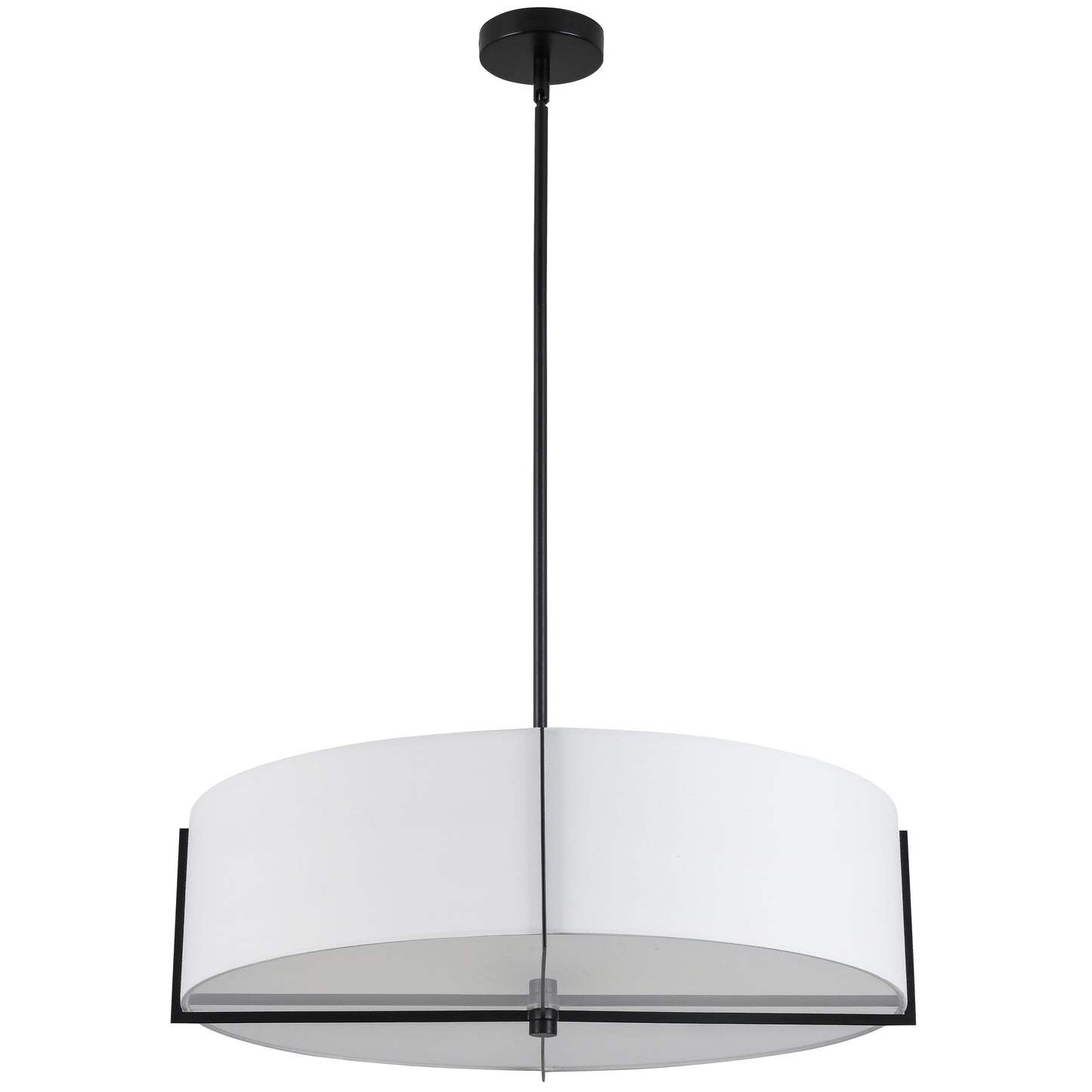 Dainolite 4 Light Incandescent Pendant, Matte Black with White Shade
