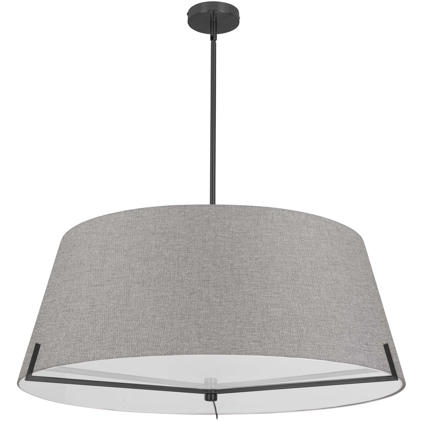 Dainolite 4 Light Incandescent Pendant Matte Black with Grey Fabric shade
