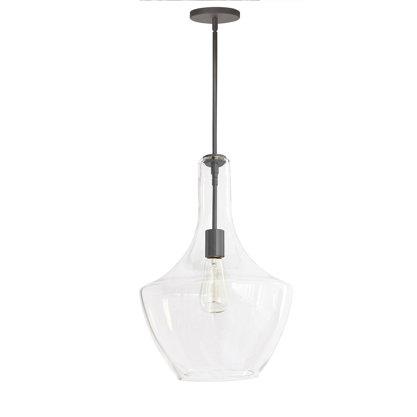 Dainolite 1 Light Incandescent Pendant, Matte Black with Clear Glass